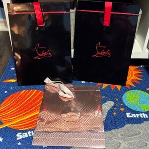 Christian Louboutin Black and Pink Gift Bag Trio